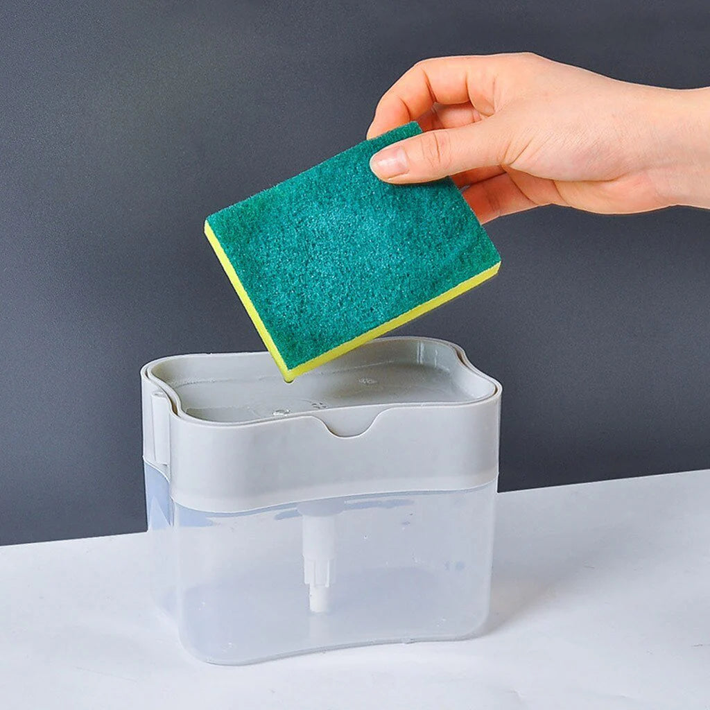 Dispensador de Jabón 2 en 1 con Porta Esponja – 385 ml