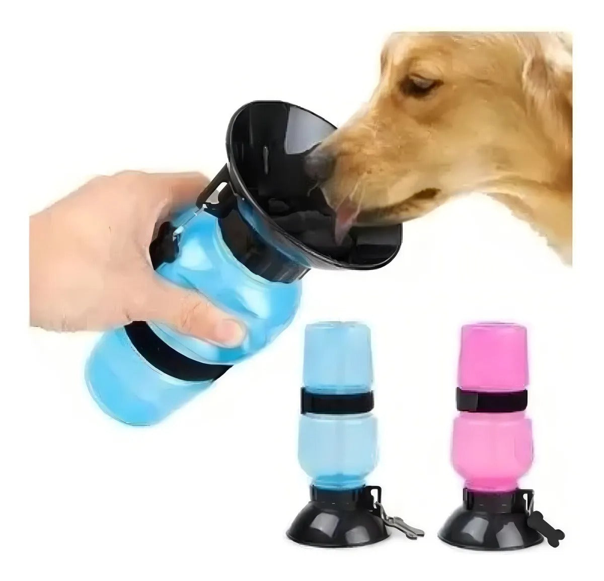 Botella Agua Bebedero Mascota Perrito Paseo 500ml Color Azul