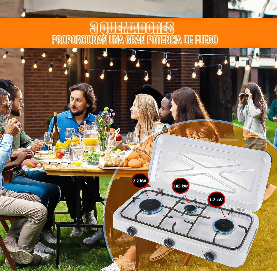 Cocina Camping A Gas 3 Quemadores