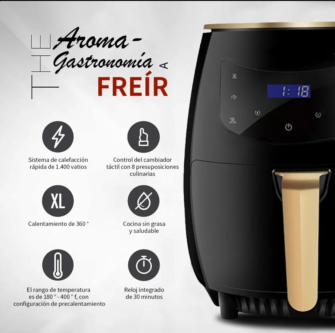 Freidora De Aire Sin Aceite 6 Litros Negra