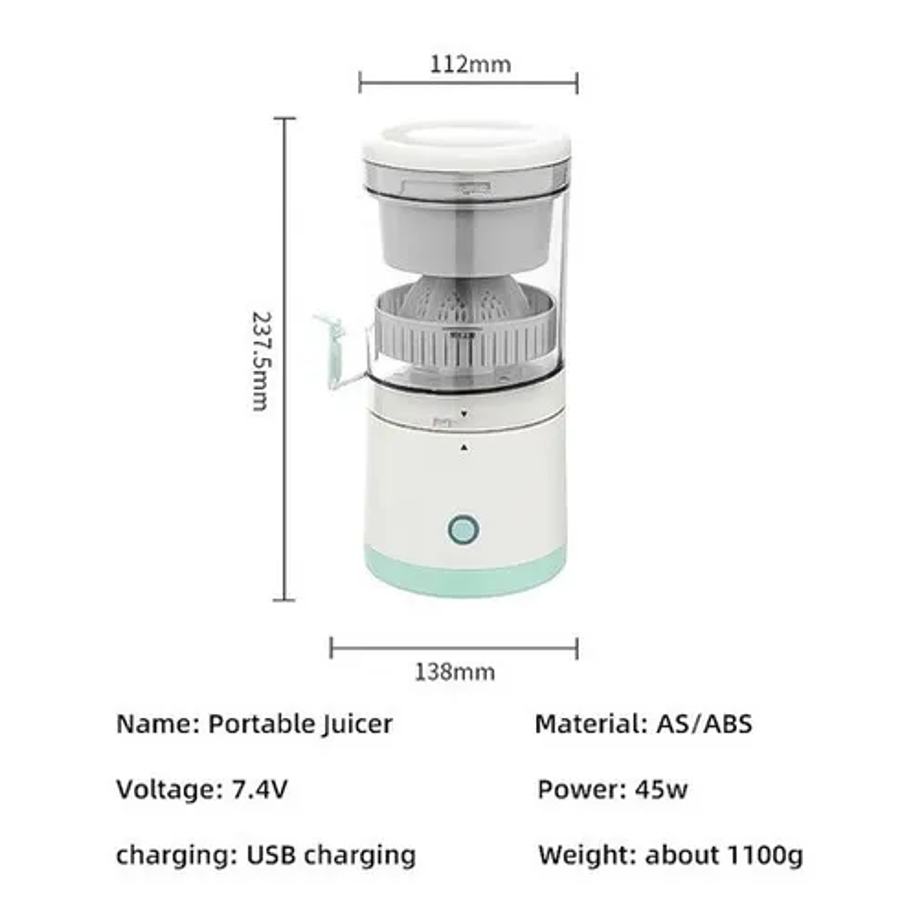 Exprimidor De Jugo Naranja Eléctrico Portatil