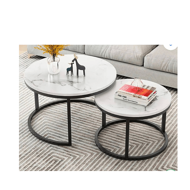 Mesa De Centro Doble Mesa Auxiliar Redonda Elegante