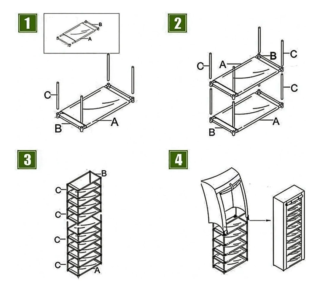 Zapatero Armable 9 Pisos Tela