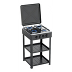 Cocina Encimera A Gas 4 Quemadores Con Repisas Color Negro