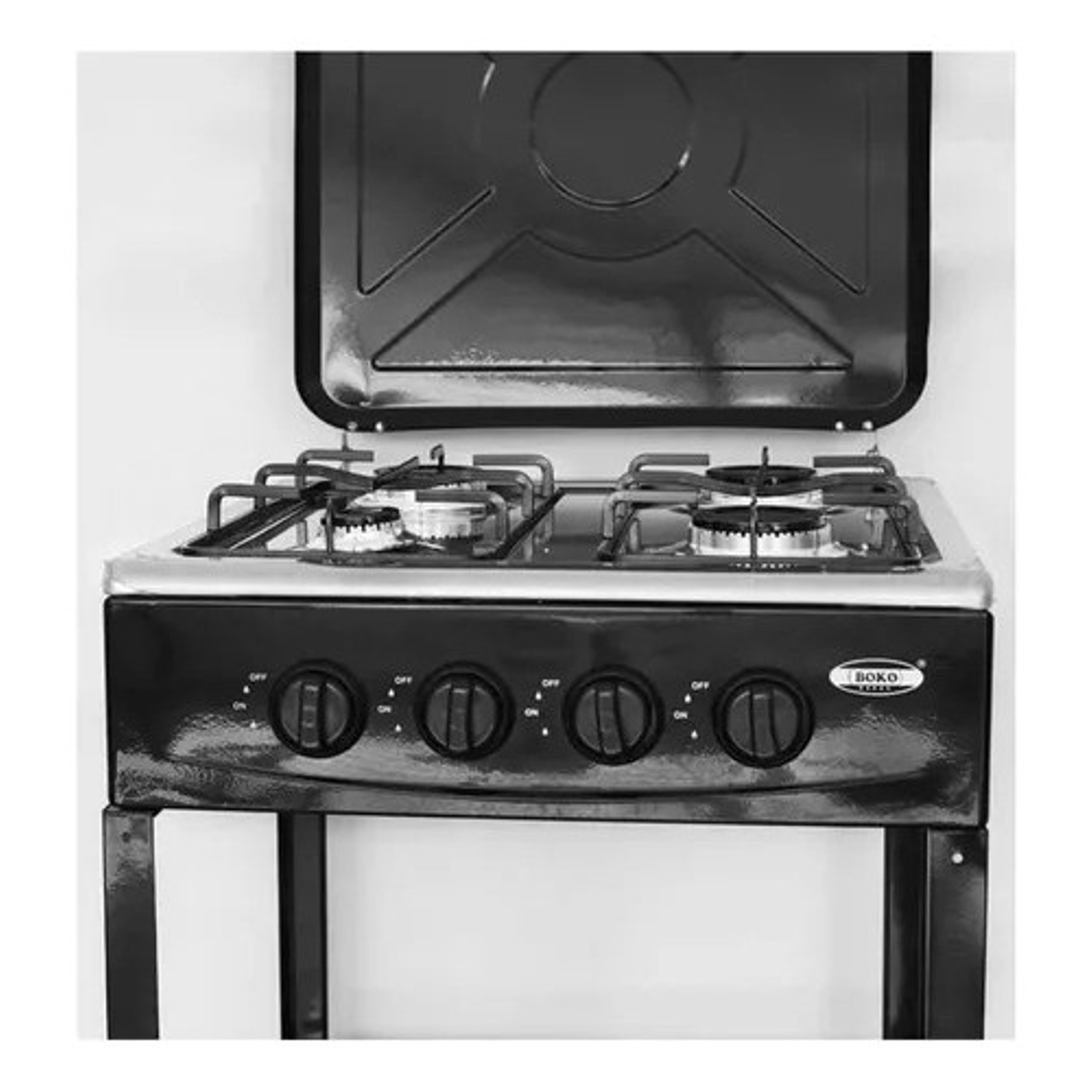 Cocina Encimera A Gas 4 Quemadores Con Repisas Color Negro