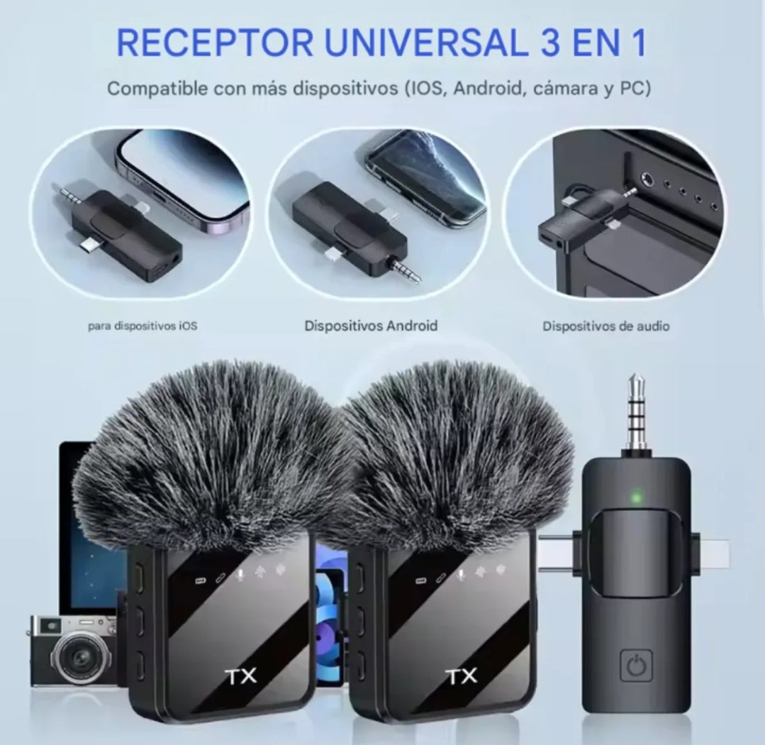 Micrófono Inalambrico Solapa  Reducción De Ruido Negro